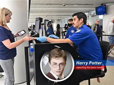 Travelers queue at an airport security checkpoint amidst TSA staffing shortages.