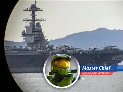 U.S. Navy vessels enforce a blockade in the Strait of Hormuz, disrupting Iranian maritime trade.