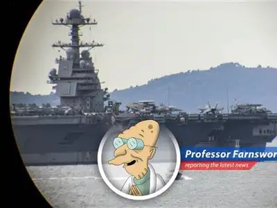 US naval forces enforcing the blockade of Iranian ports in the Strait of Hormuz.