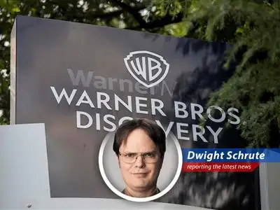 Warner Bros. Discovery directors resign due to potential antitrust violation, sparking Dwight Schrute's curiosity. image