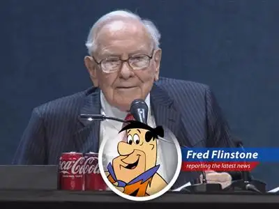 Warren Buffett and Greg Abel featured on Berkshire Hathaway's Shareholder Guide. Yabba Dabba Doo