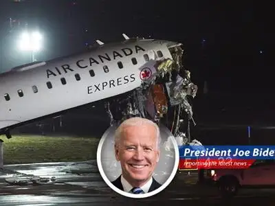 Wreckage of the Air Canada Express jet after colliding with a fire truck at LaGuardia Airport. The incident highlights critical safety concerns.